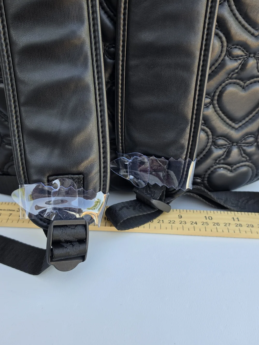 LBlondon Black Heart Quilted Faux Leather Backpack NWT MSRP $108